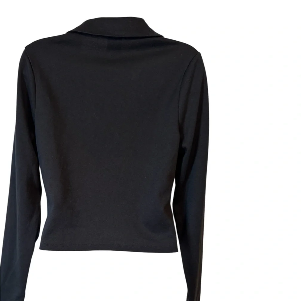 NWT Belle Du Jour Black Mock Wrap Top MEDIUM #3 - Picture 5 of 11